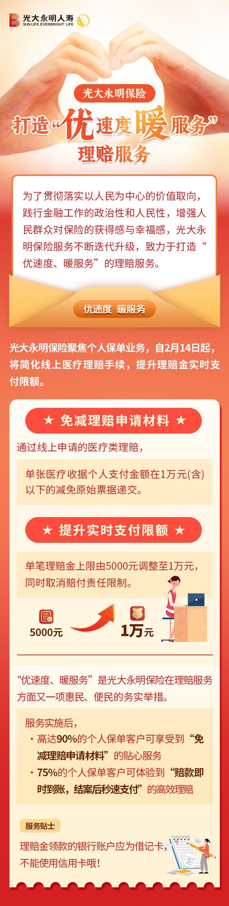 光大永明保險(xiǎn)致力于打造“優(yōu)速度、暖服務(wù)”的理賠服務(wù)